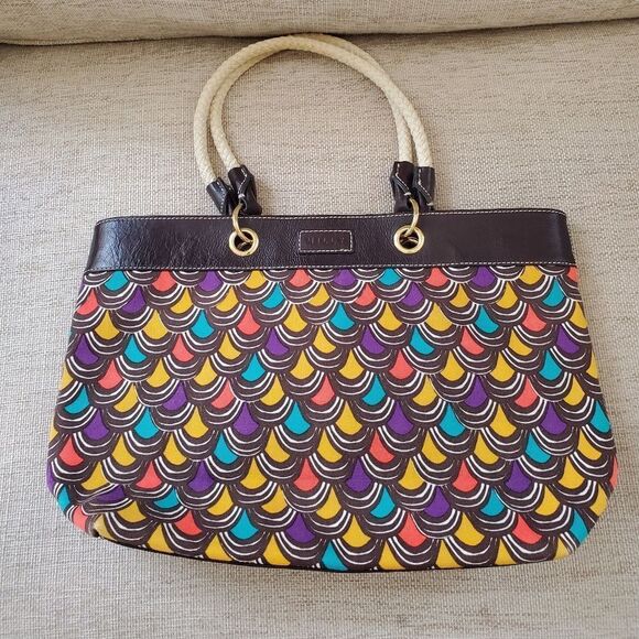 Milly Canvas Large Tote With Patent Leather Accent - Picture 5 of 13